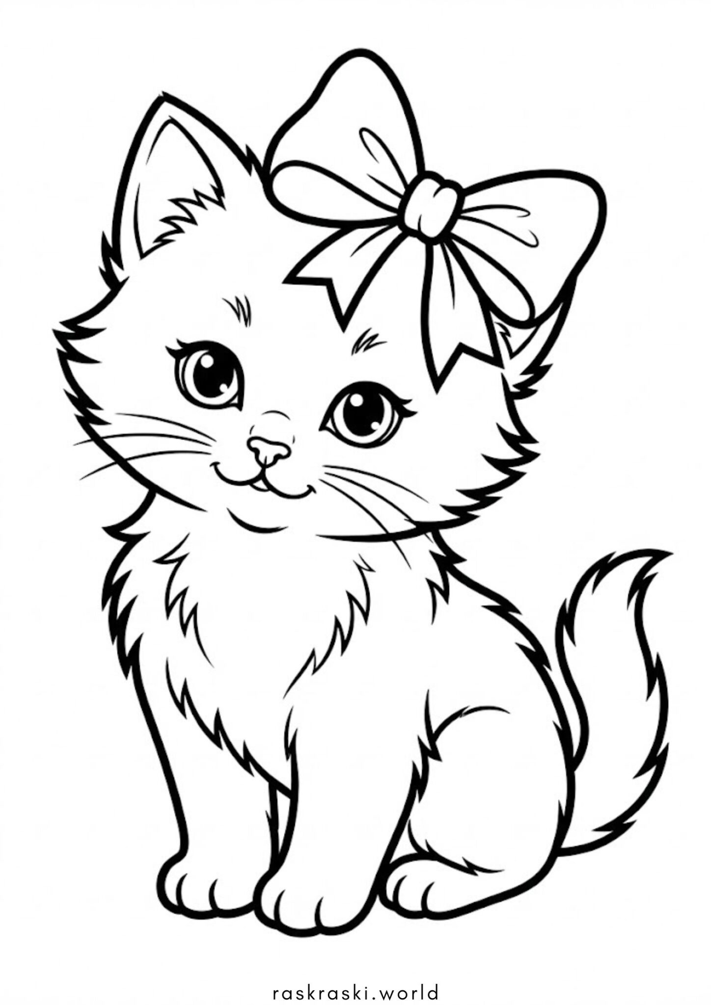 Раскраска Кошечка с бантиком