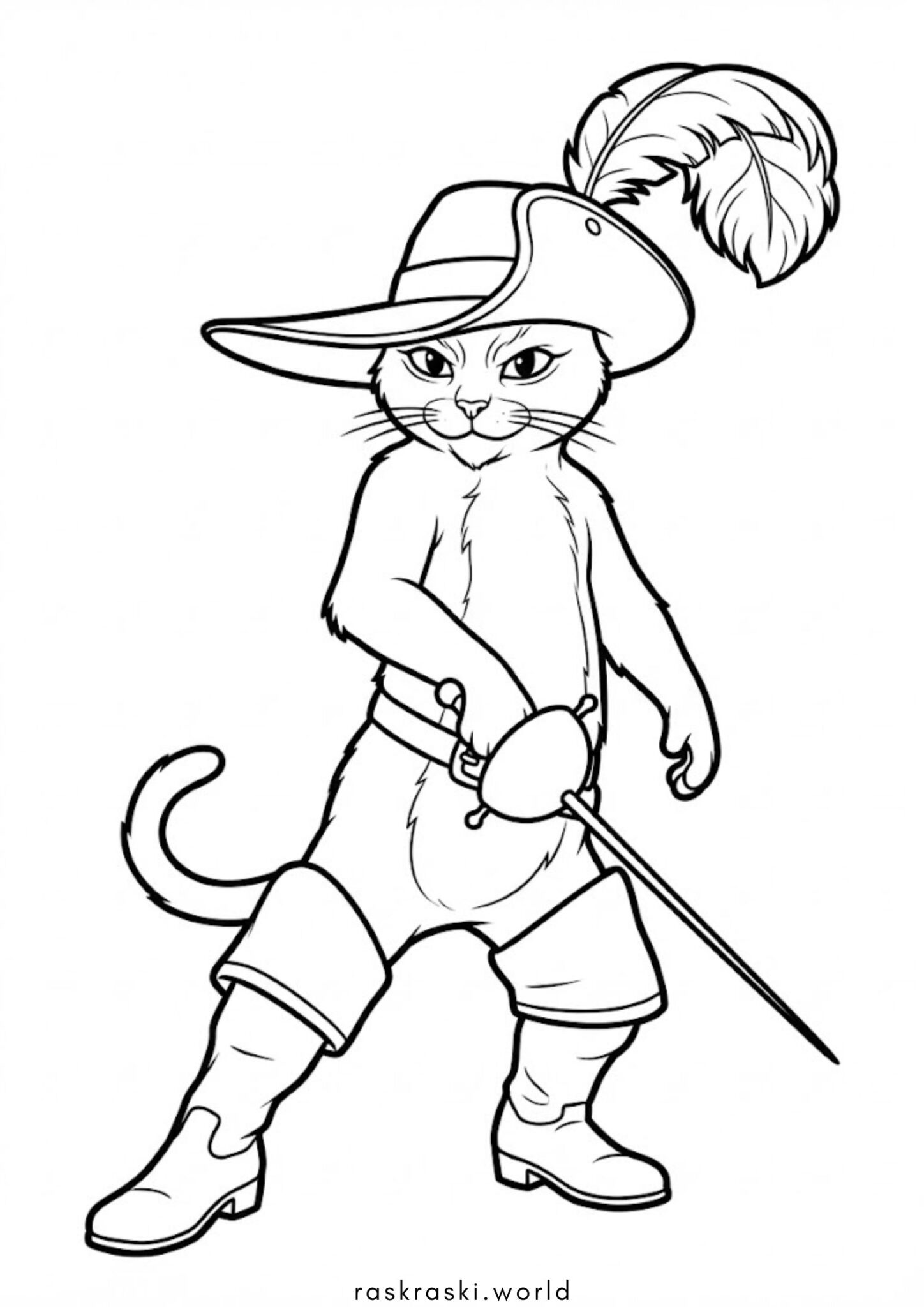 Раскраска Кот в сапогах