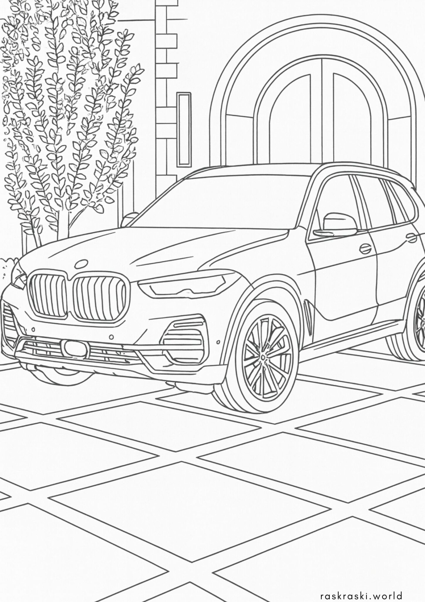 Раскраска Машина BMW X5 2025
