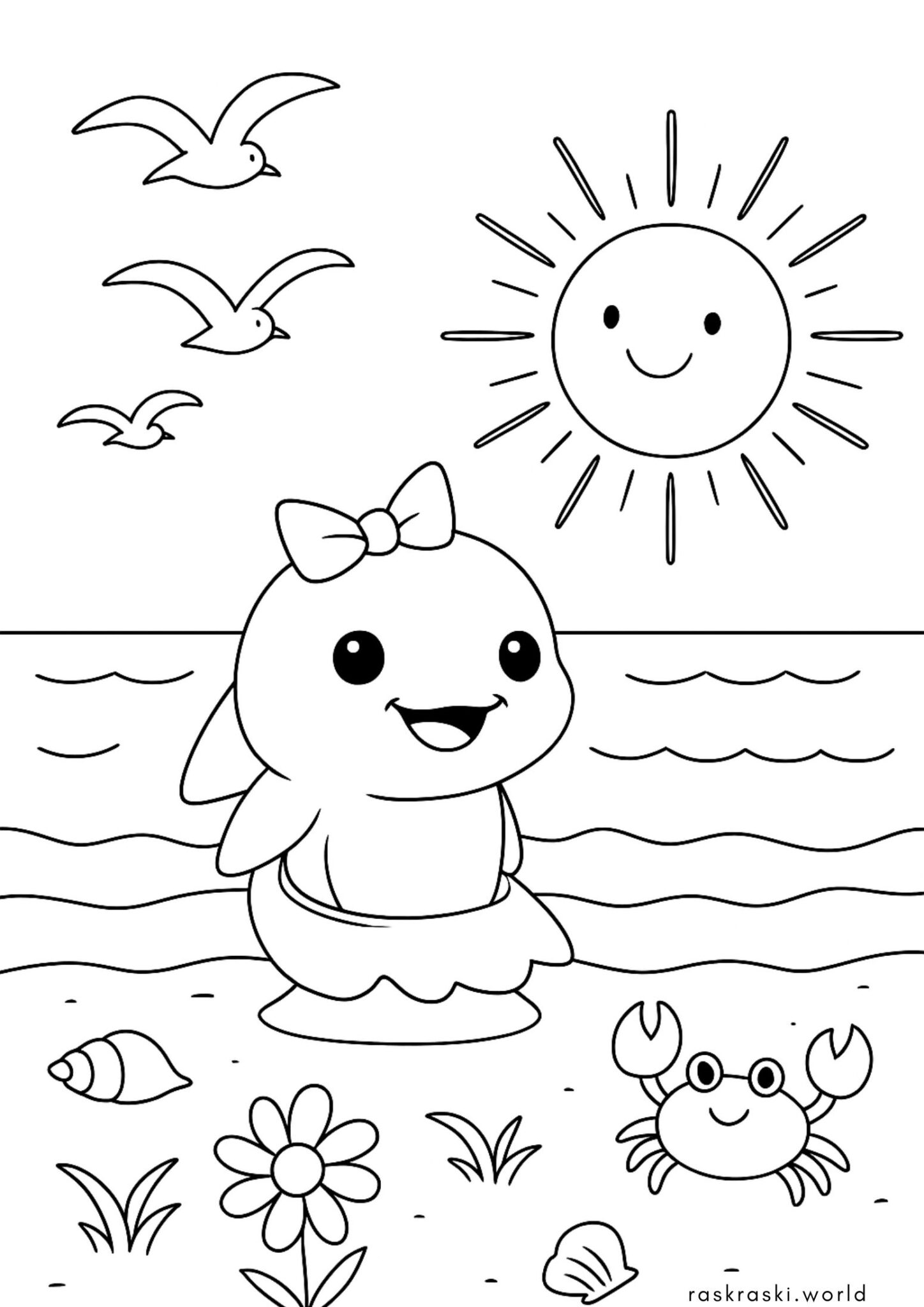 Раскраска Cолнце на море
