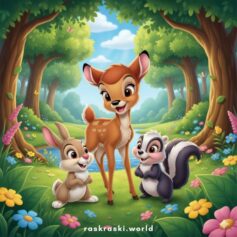 Раскраски из мультфильма Бэмби - Распечатать бесплатно А4, скачать Раскраски из мультфильма Бэмби - Распечатать бесплатно А4, скачать