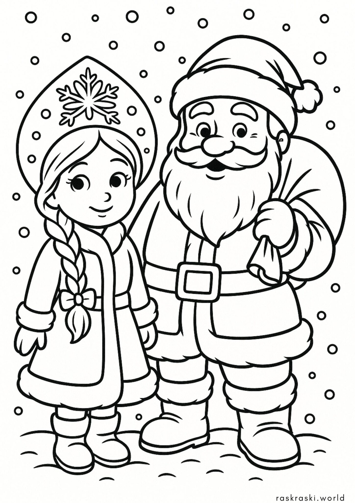 Раскраска Дед Мороз со Снегурочкой