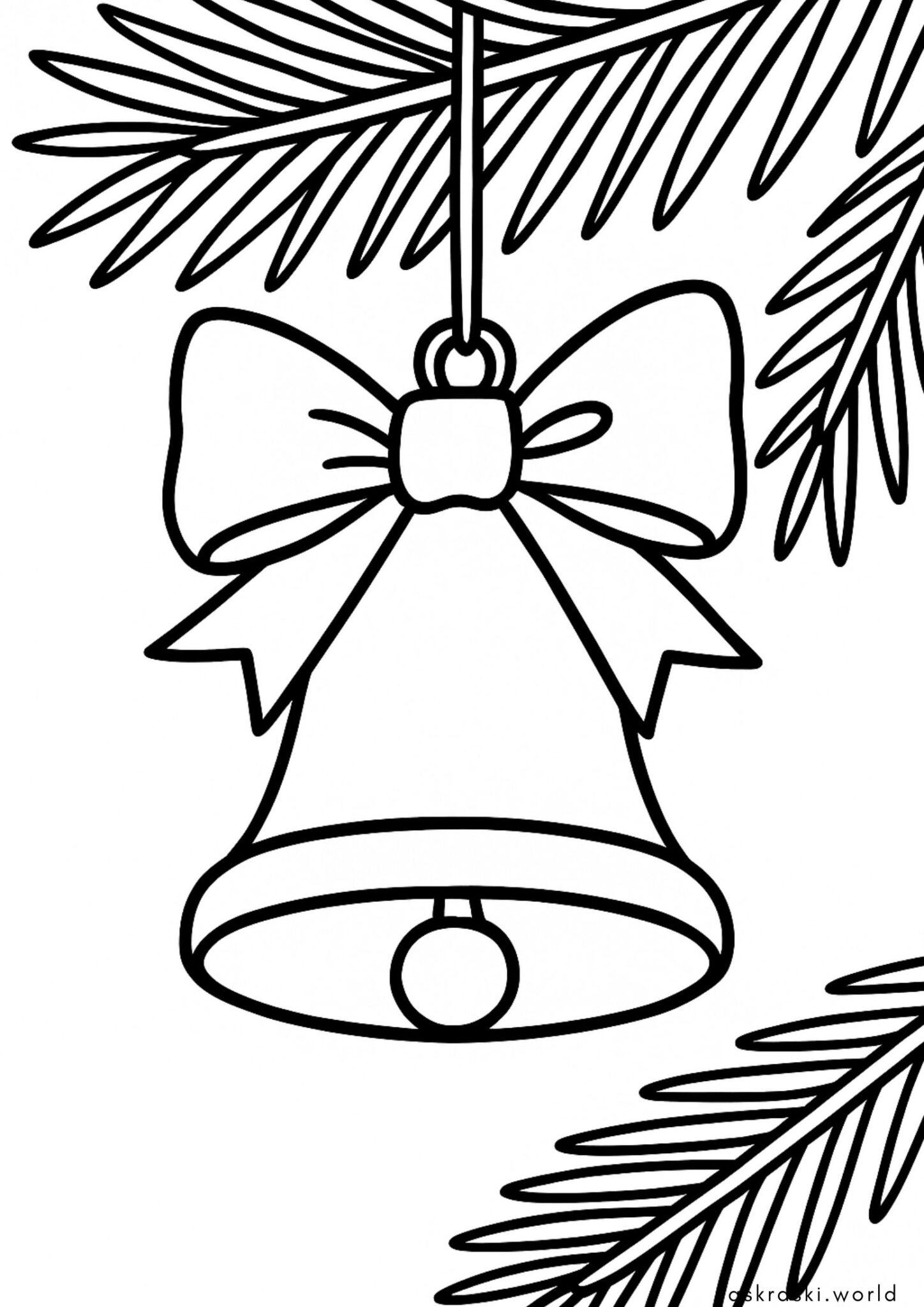 Раскраска Елочная игрушка колокольчик
