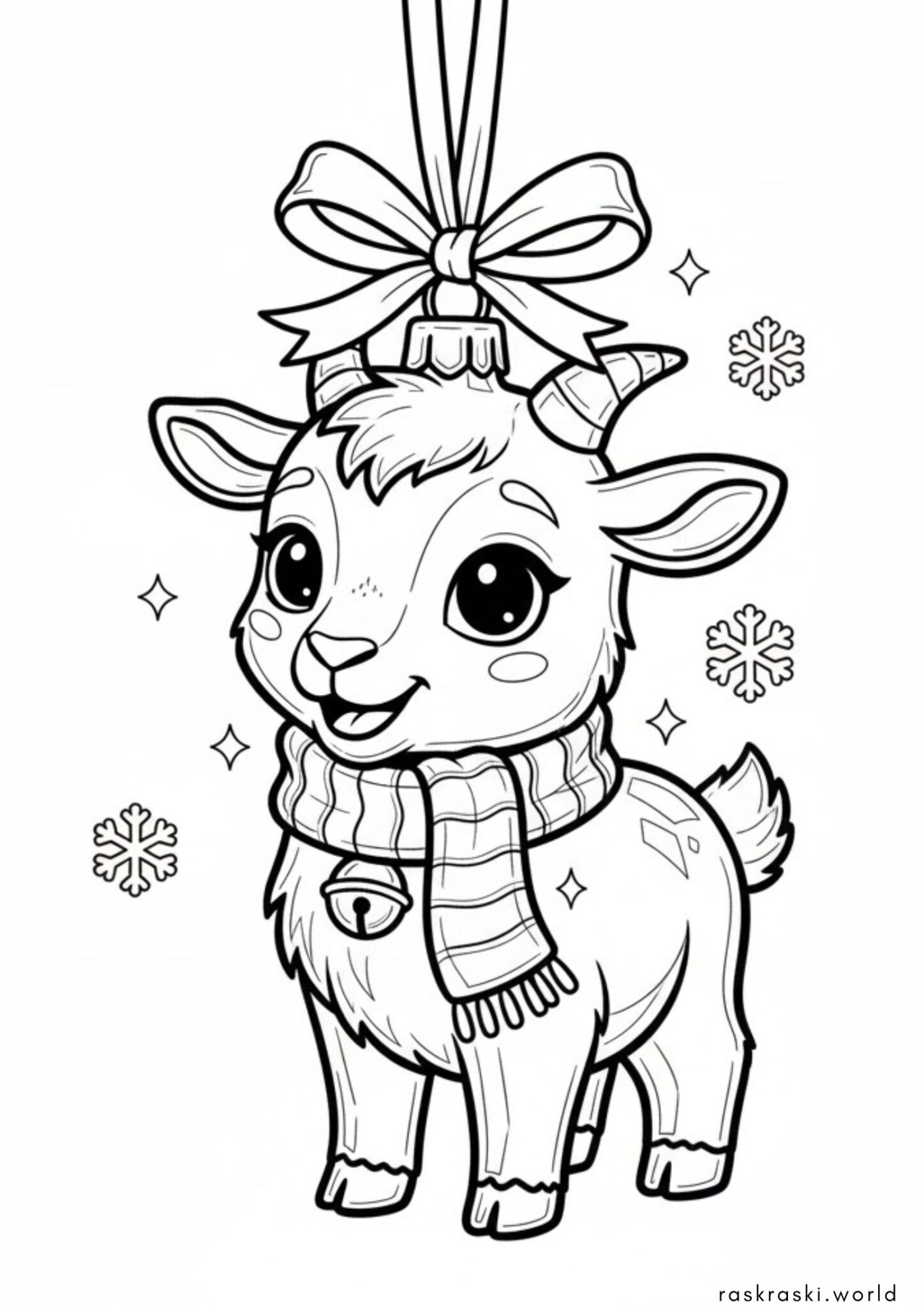 Раскраска Елочная игрушка козочка