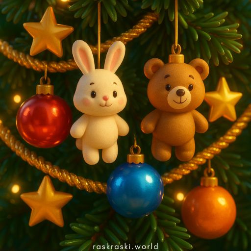 Раскраски Елочные игрушки 🎀