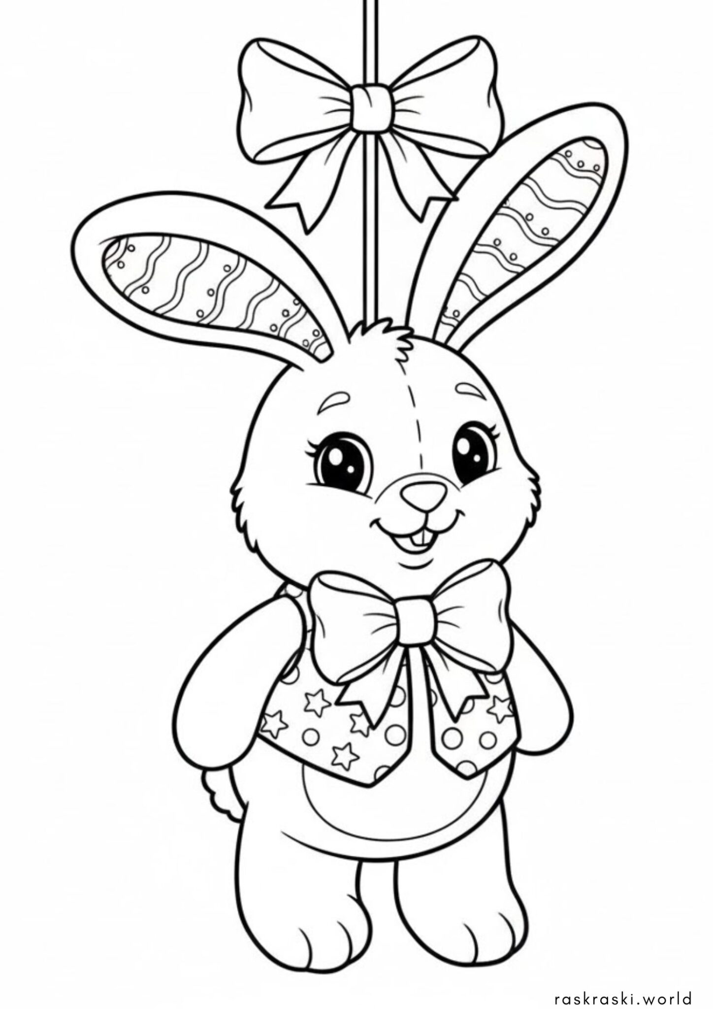 Раскраска Елочная игрушку в форме зайчика