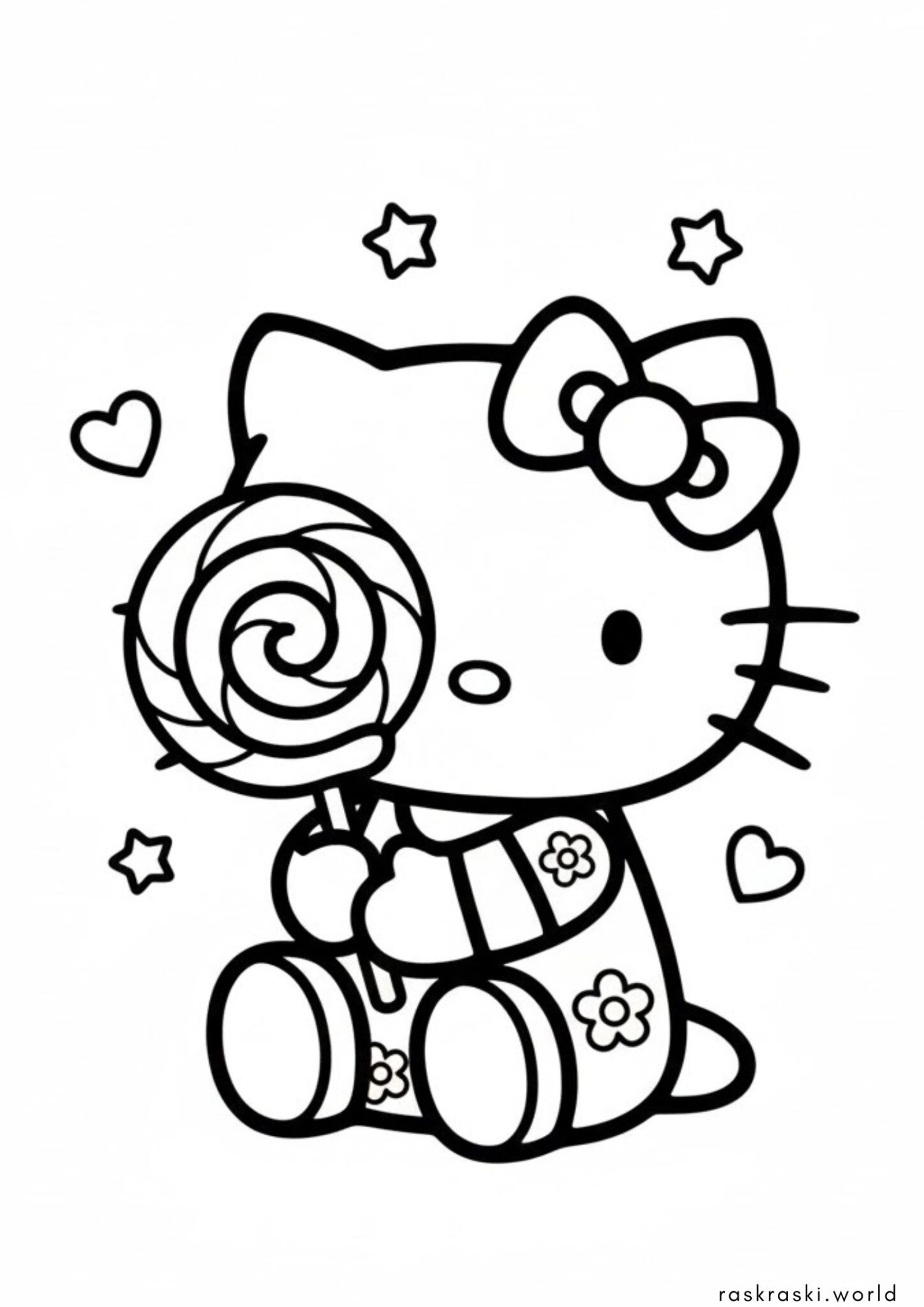 Раскраска Хелло Китти с леденцом