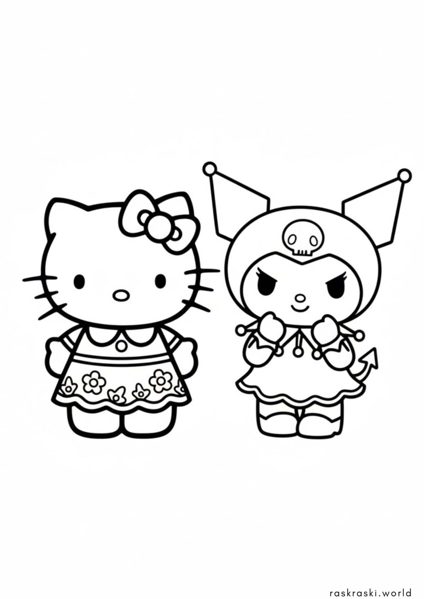 Раскраска Хеллоу Китти и Куроми