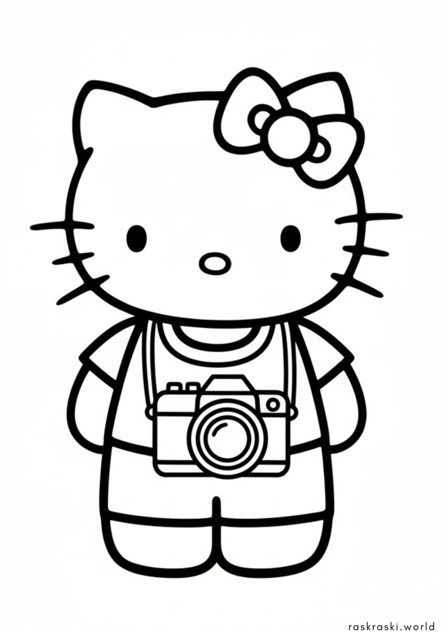Раскраска Хеллоу Китти с фотоаппаратом