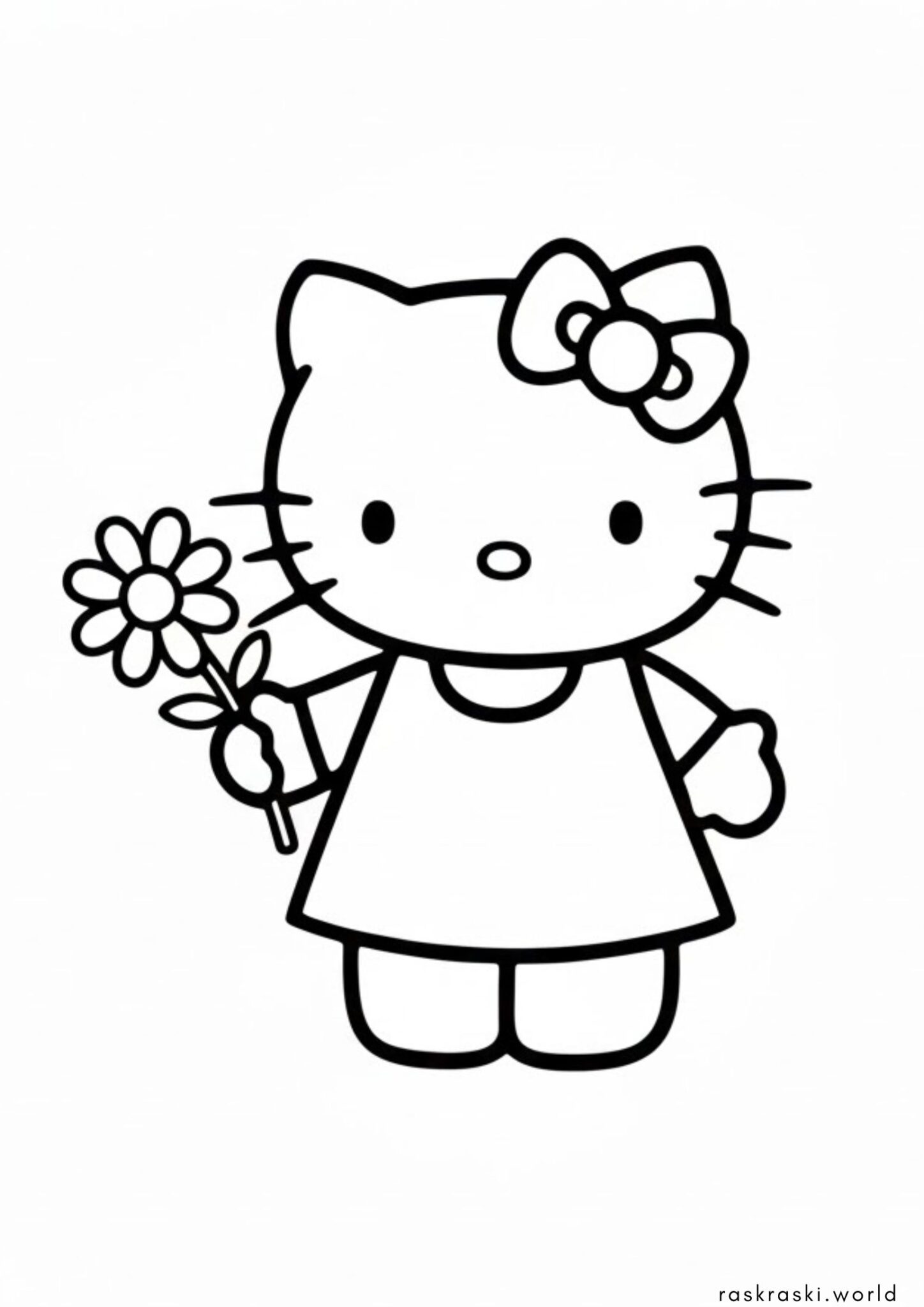 Раскраска Хеллоу Китти с цветочком