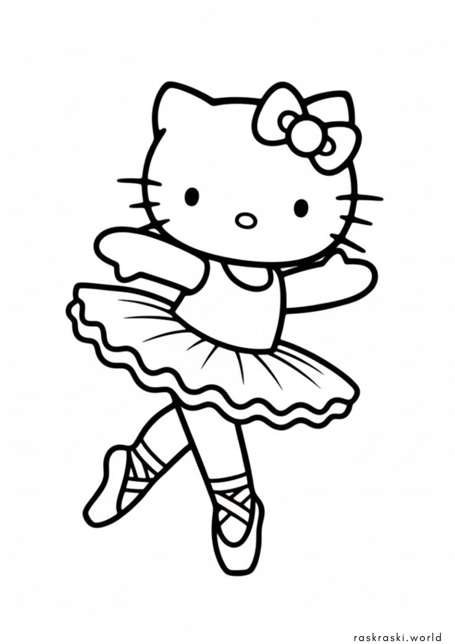 Раскраска Хеллоу Китти в балетной пачке