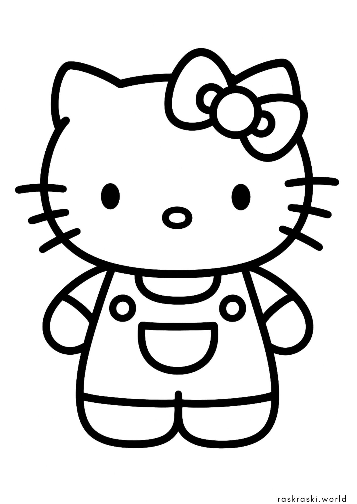 Раскраска Хеллоу Китти в одежде — комбинезоне