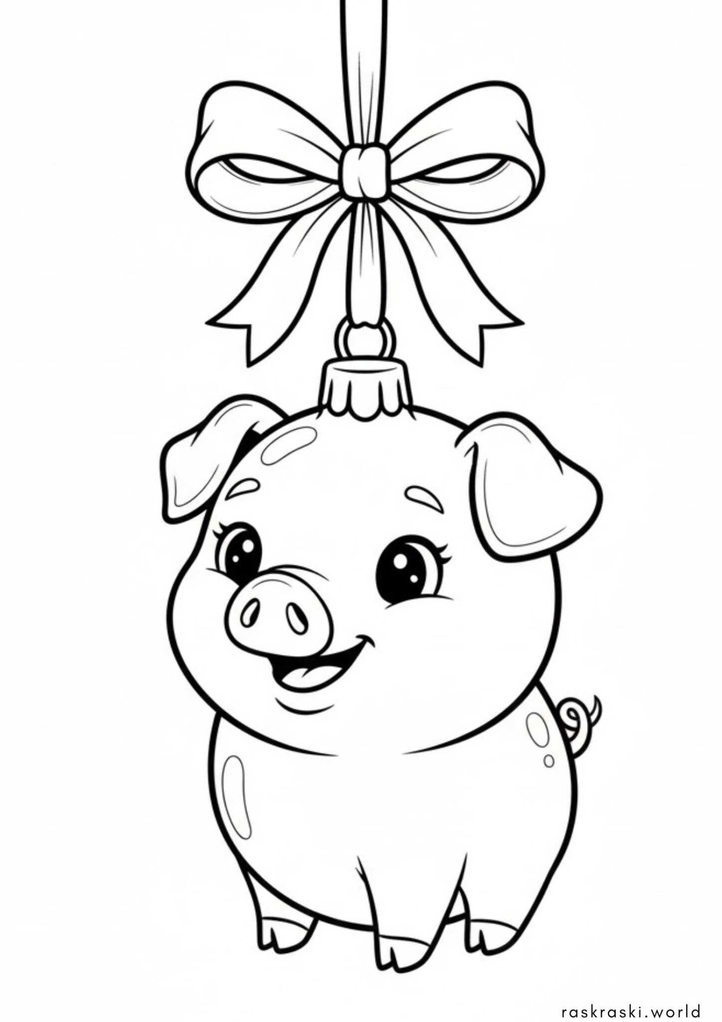 Раскраска Игрушка для елки свинка