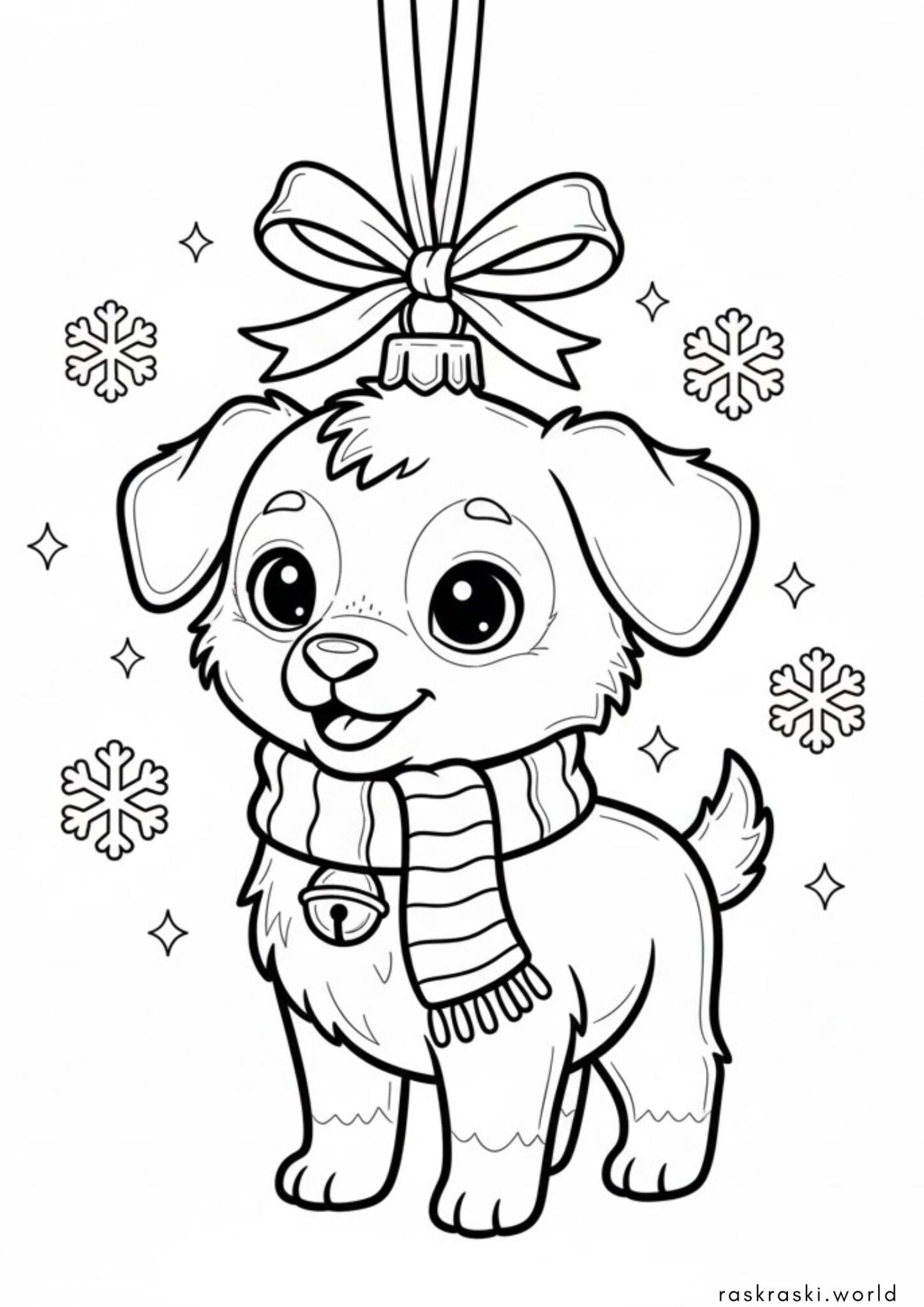 Раскраска Игрушка на ёлку собачка