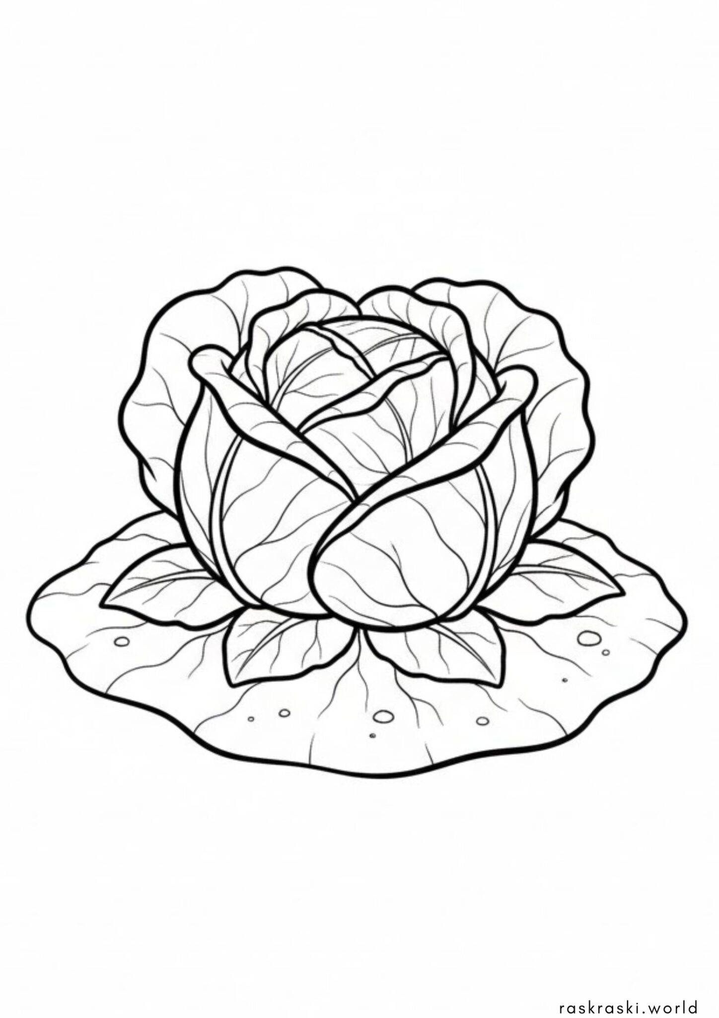 Раскраска Овощ — Капуста на грядке