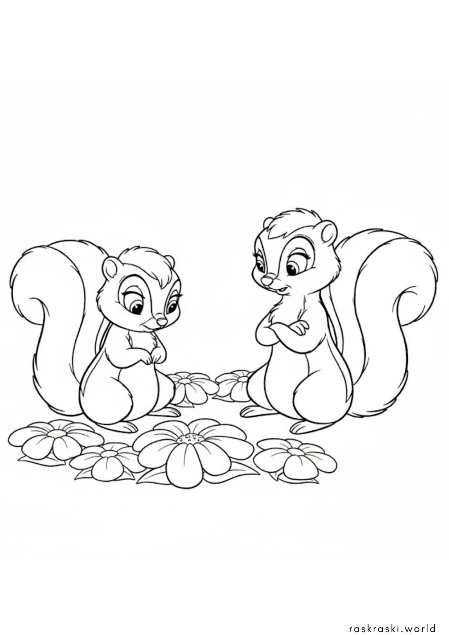 Раскраска Милые скунсы (Бэмби) Раскраска Милые скунсы (Бэмби)