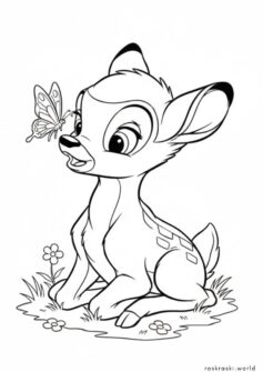 Олененок Бэмби и бабочка