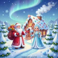 Раскраски с Дедом Морозом и Снегурочкой для детей - Распечатать бесплатно А4, скачать Раскраски с Дедом Морозом и Снегурочкой для детей - Распечатать бесплатно А4, скачать