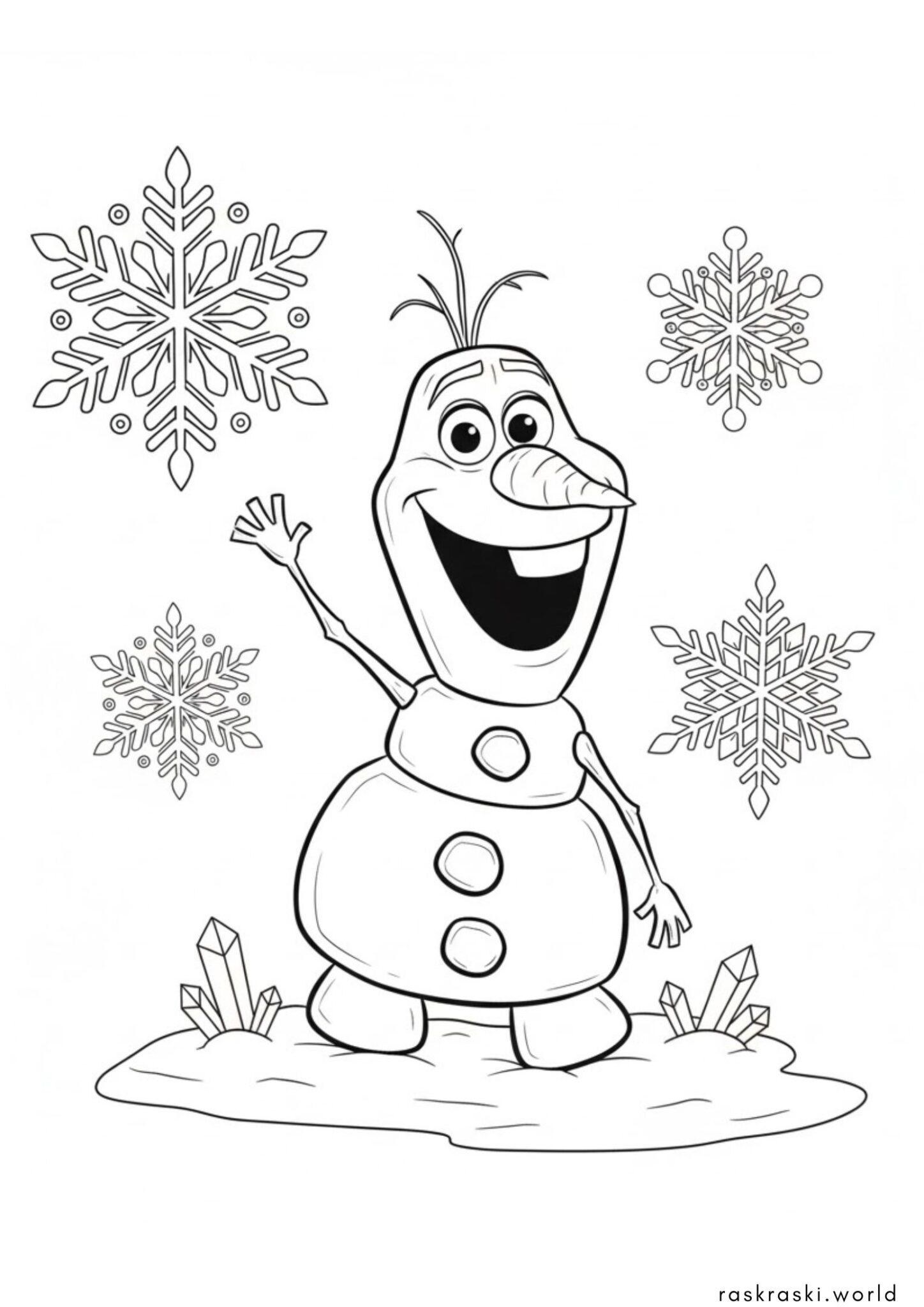 Раскраска Снеговик Олаф (Холодное сердце)