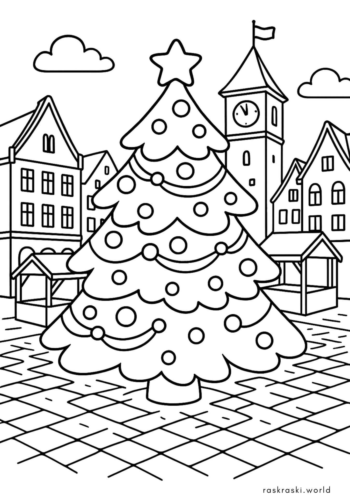 Раскраска Центральная новогодняя елка