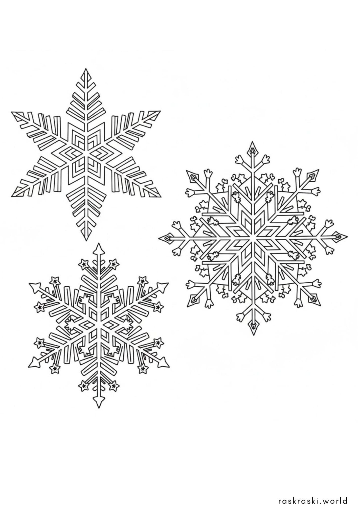 Раскраска Три снежинки