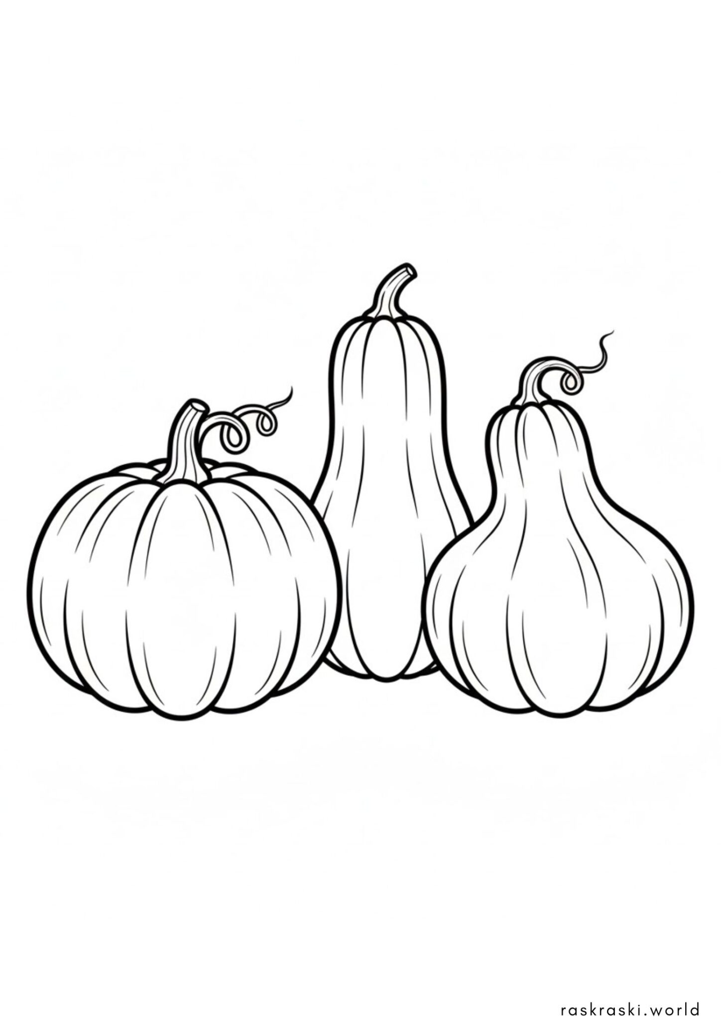 Раскраска Три тыквы Раскраска Три тыквы