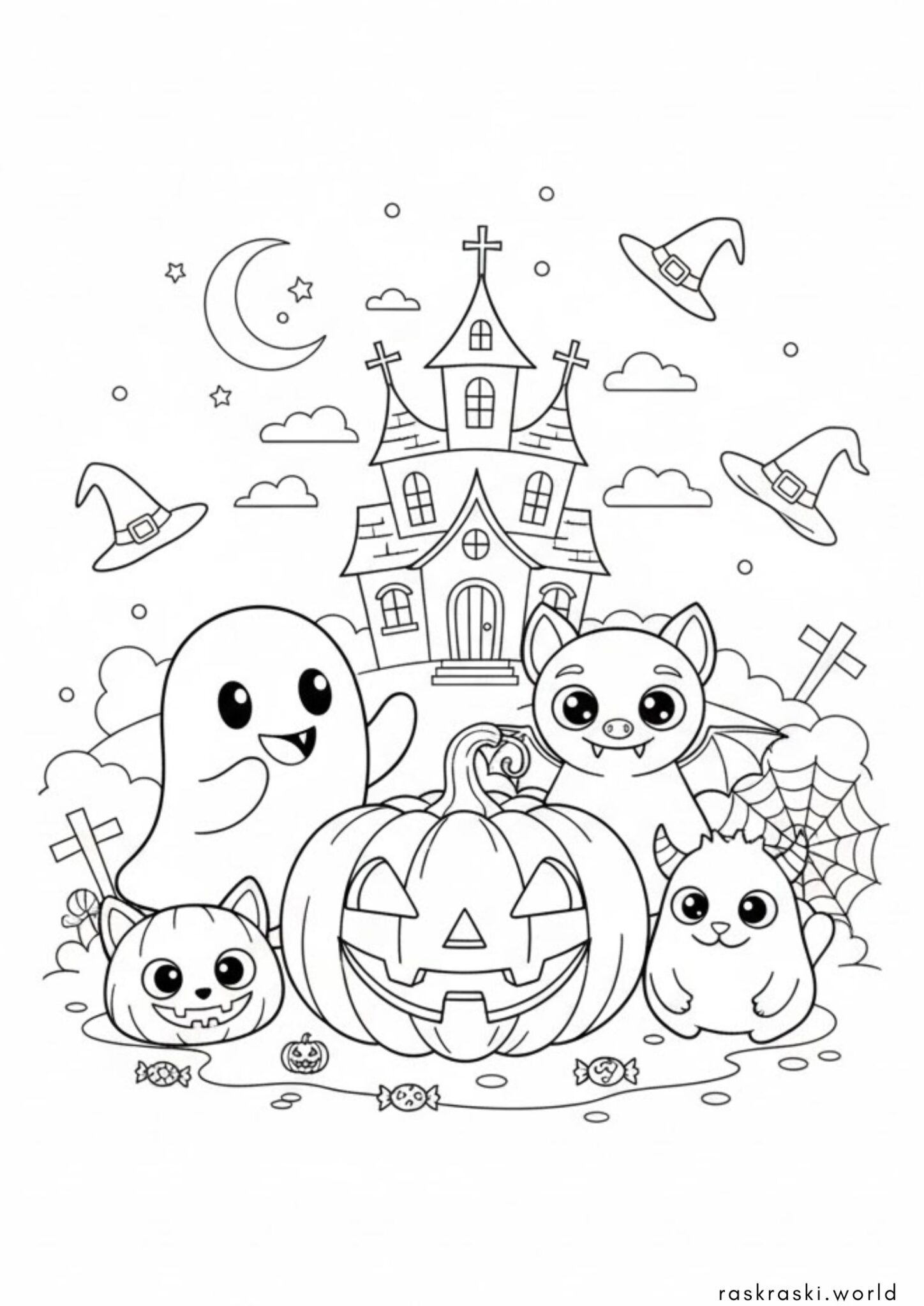 Раскраска Тыква на Хэллоуин