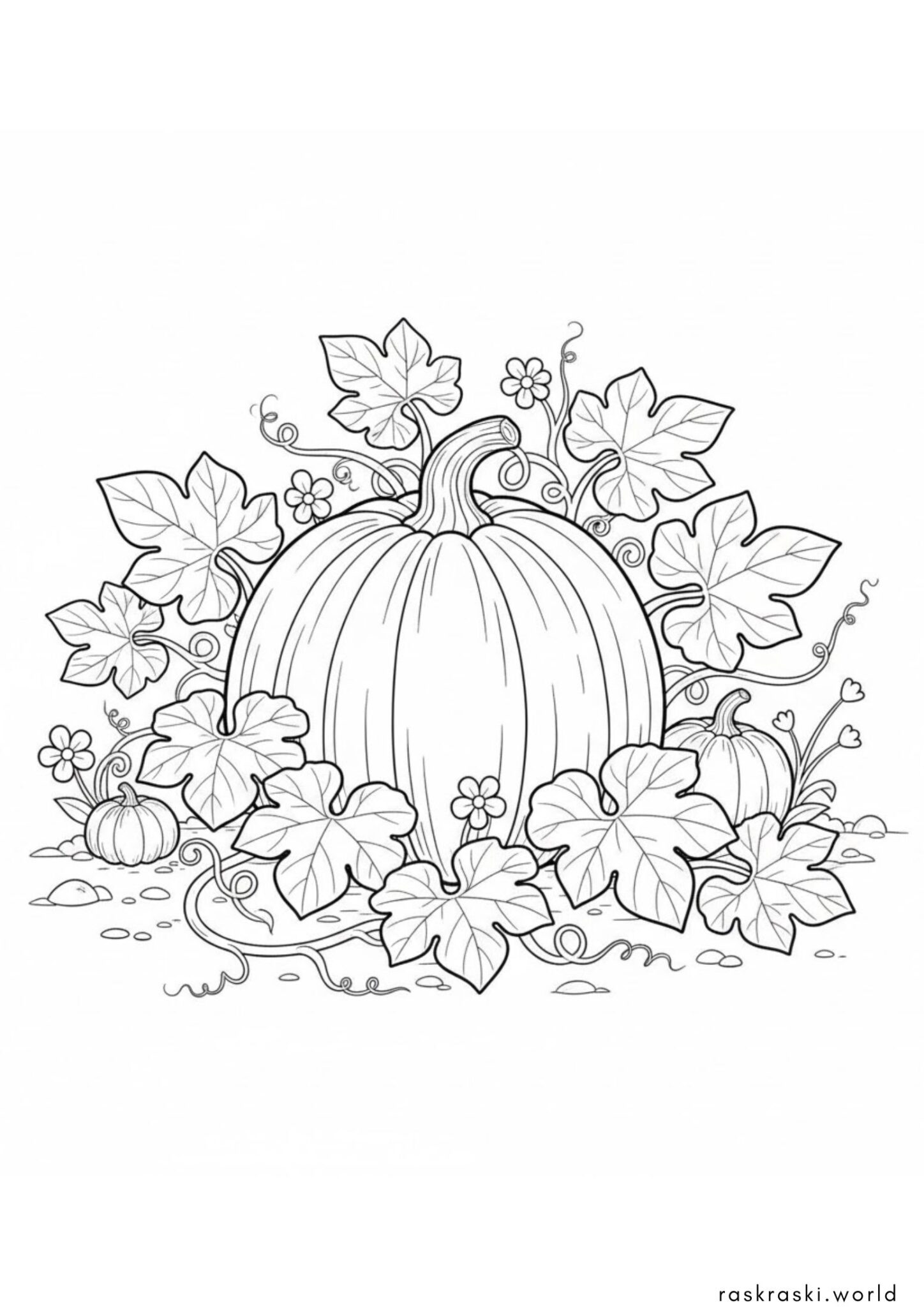 Раскраска Тыква на грядке