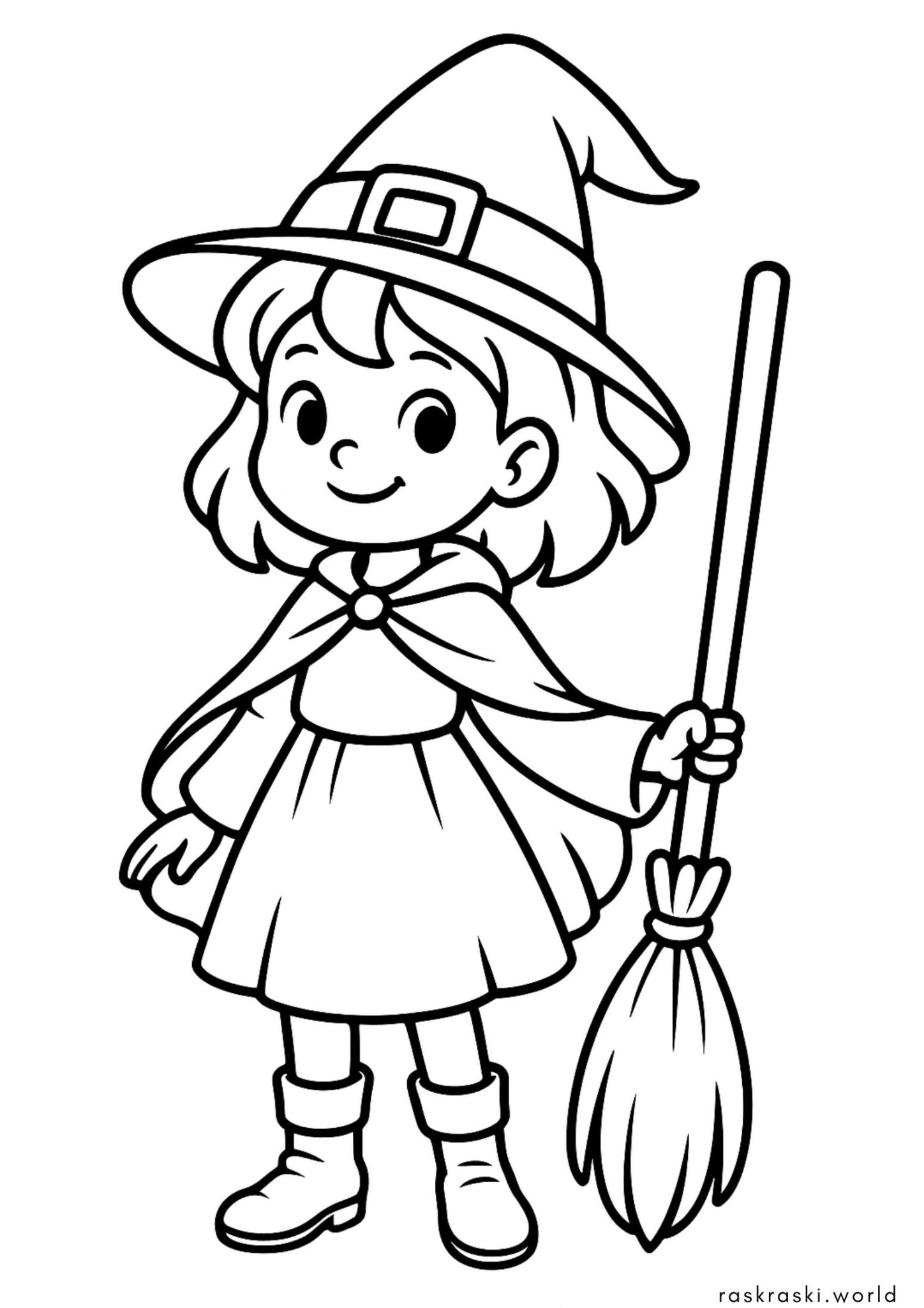 Раскраска Ведьмочка на Хэллоуин