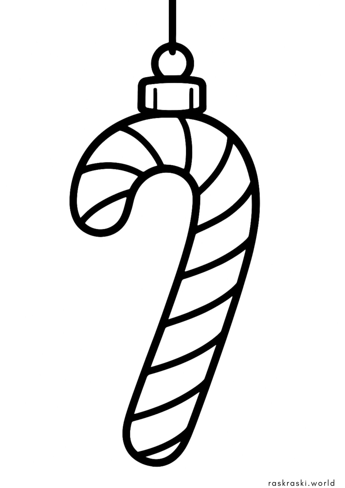 Раскраска Ёлочная играшка карамельная трость