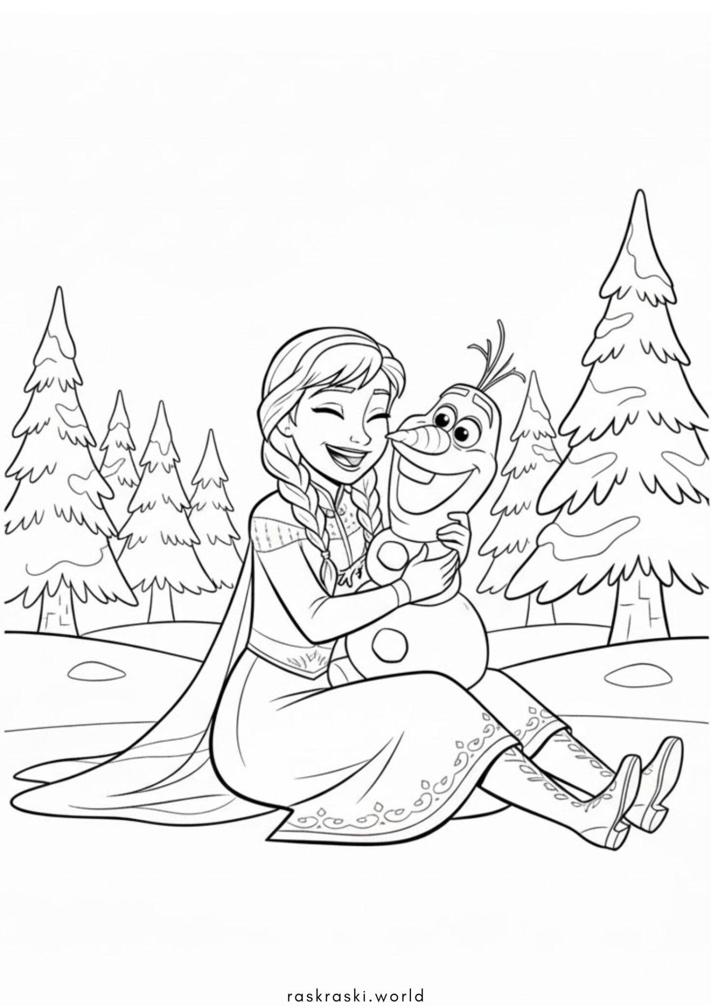 Раскраска Анна и Олаф (Frozen)