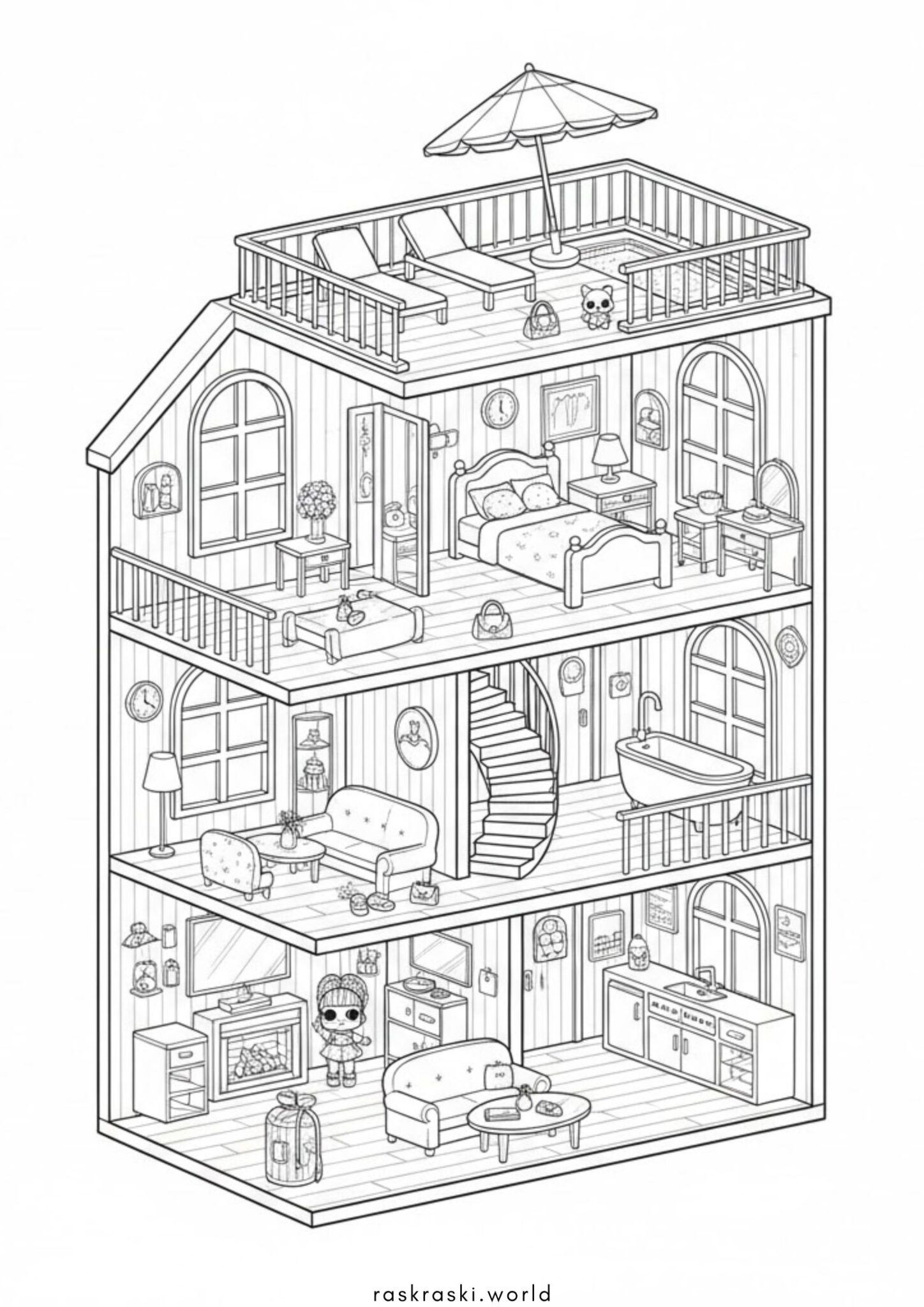 Раскраска Домик для кукол ЛОЛ