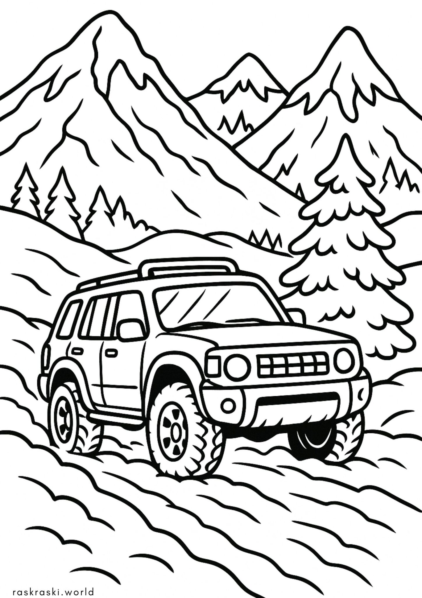 Раскраска Джип по бездорожью