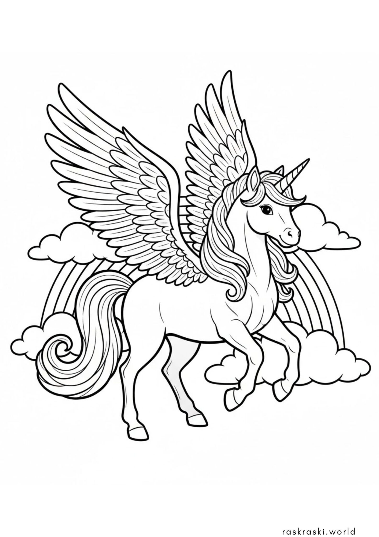 Раскраска Единорог и радуга