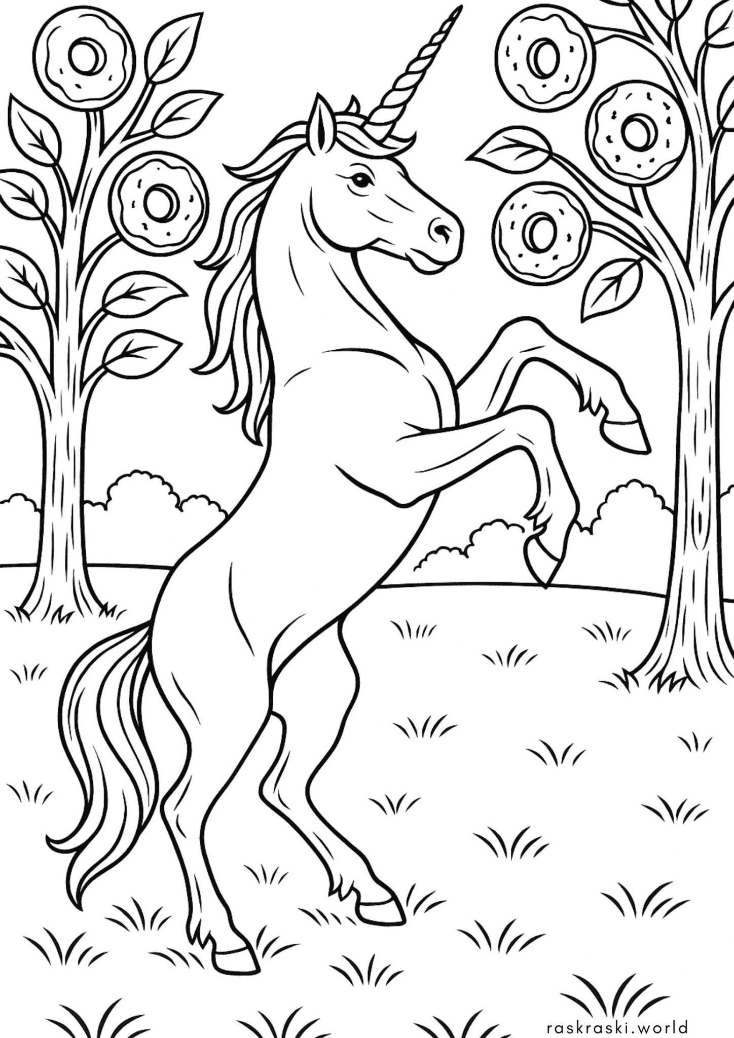 Раскраска Единорог в сказочной стране