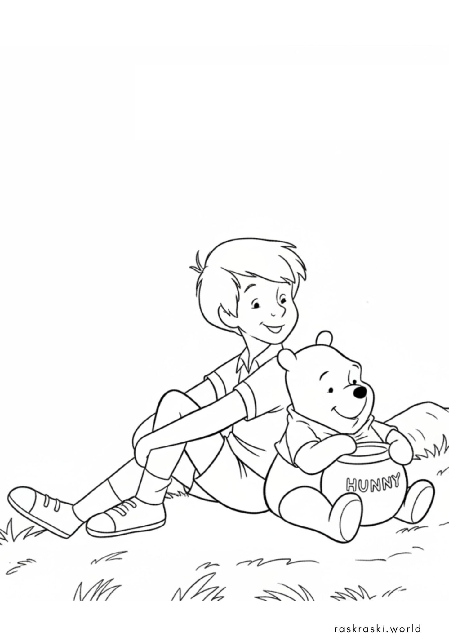 Раскраска Кристофер Робин и Винни Пух