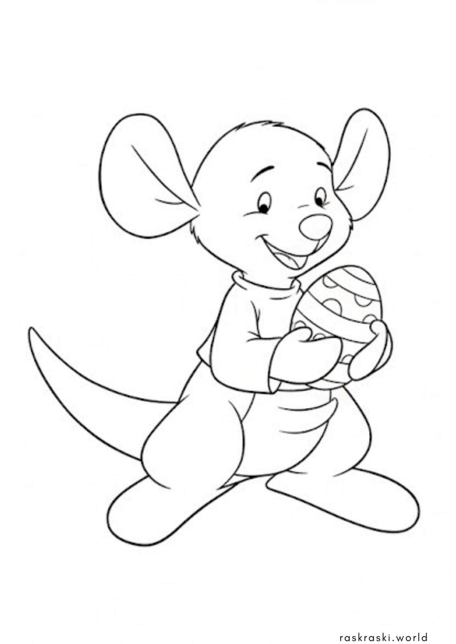 Раскраска Кенгуру Крошка Ру из Винни Пуха с пасхальным яйцом (Дисней)