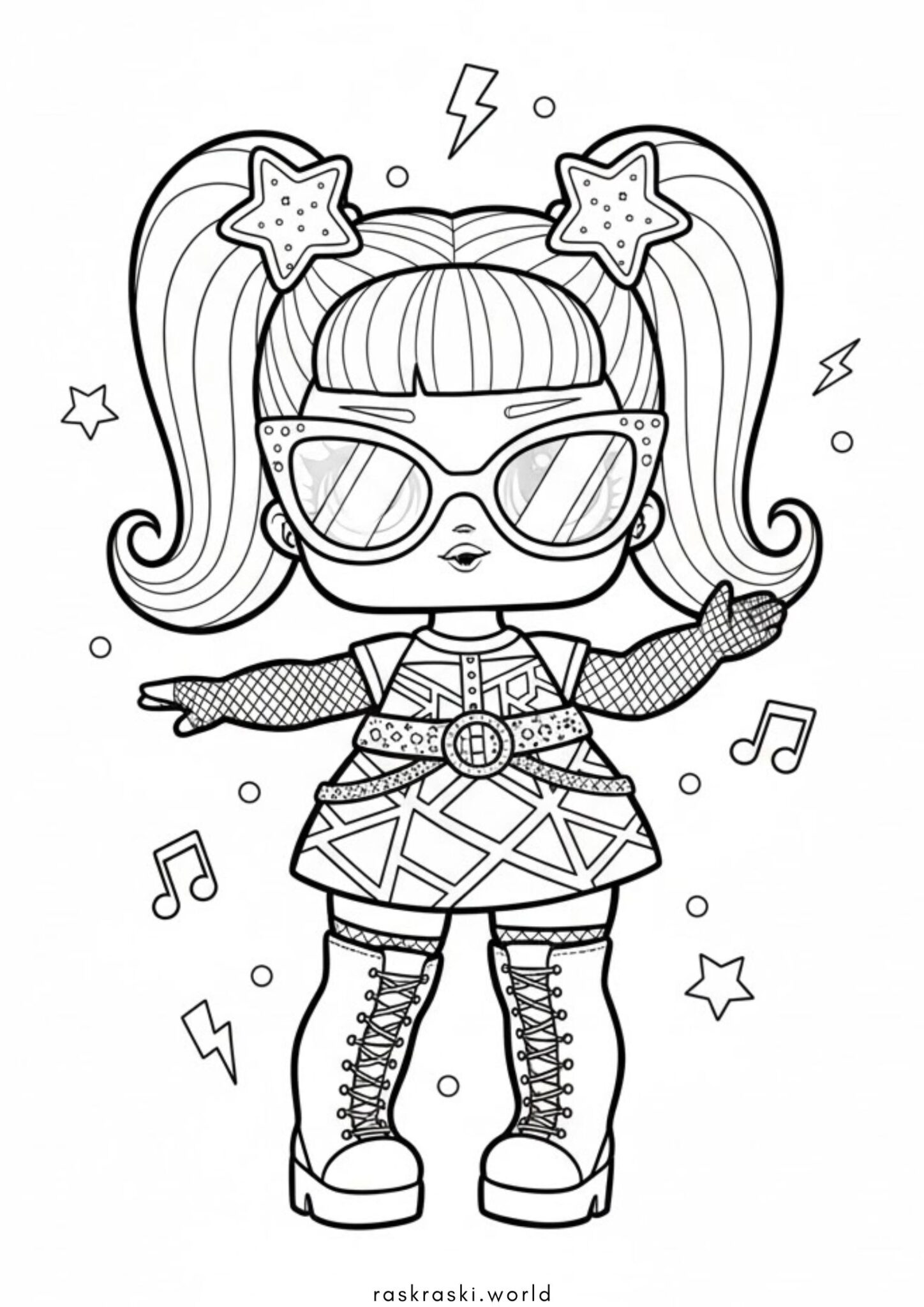 Раскраска Кукла ЛОЛ диско