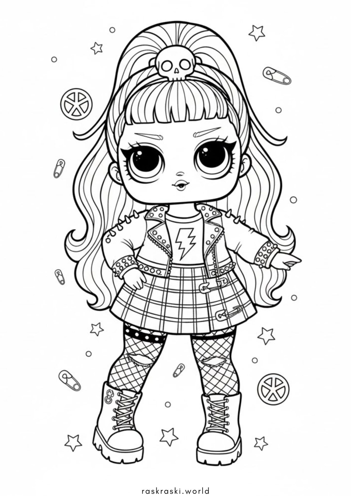 Раскраска Кукла LOL с высоким хвостом