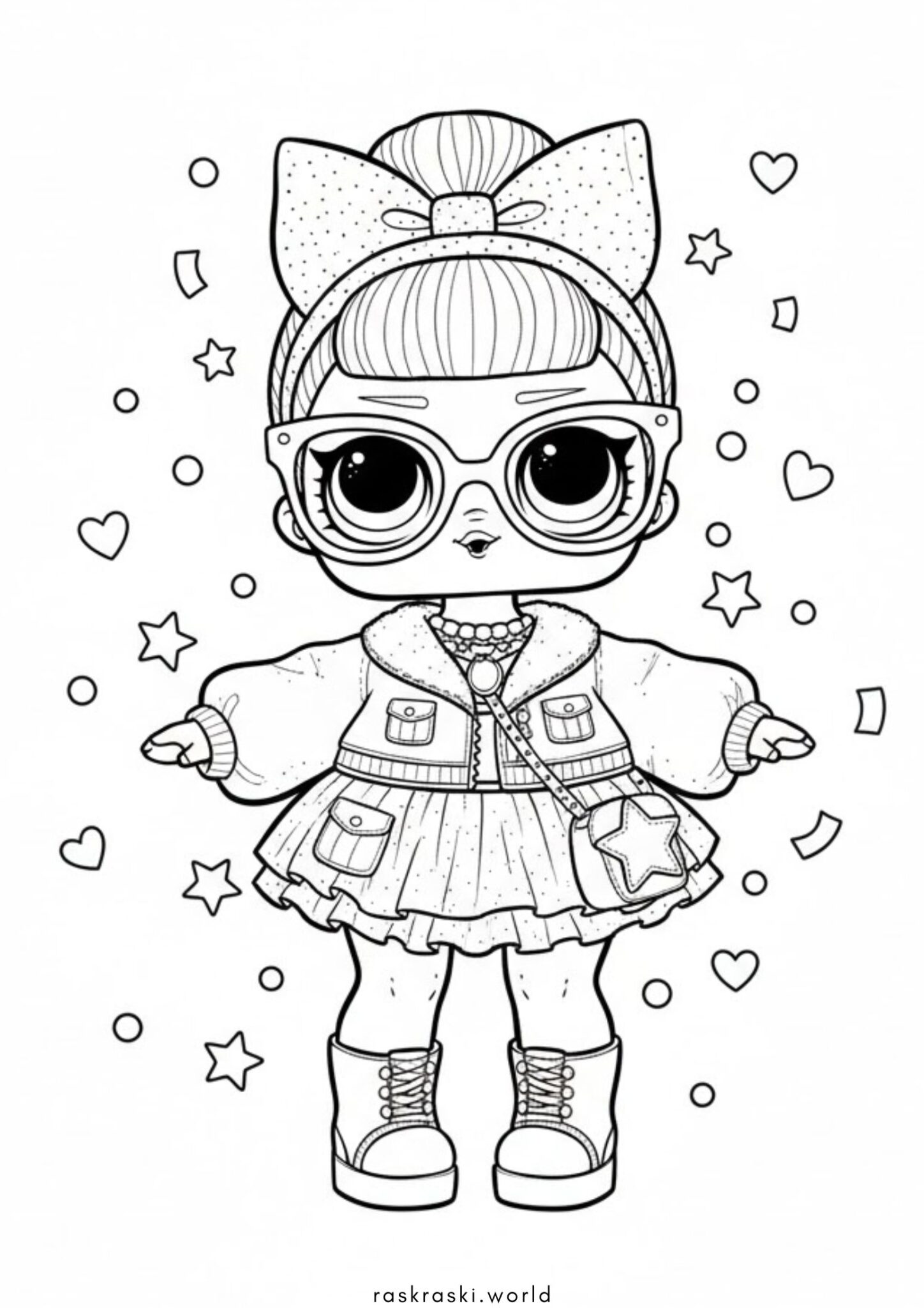 Раскраска Куколка ЛОЛ с бантиком