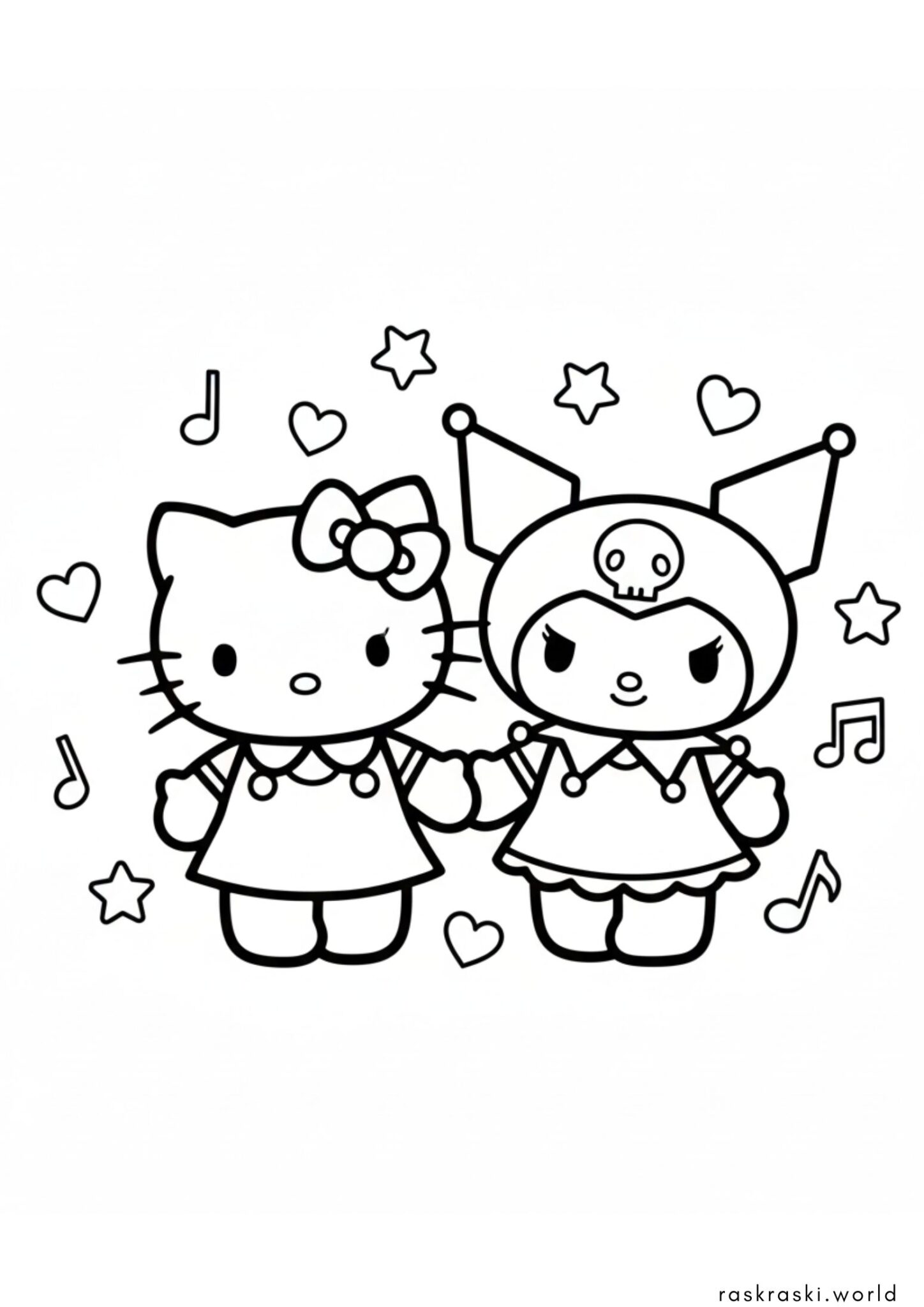 Раскраска Куроми и Хеллоу китти