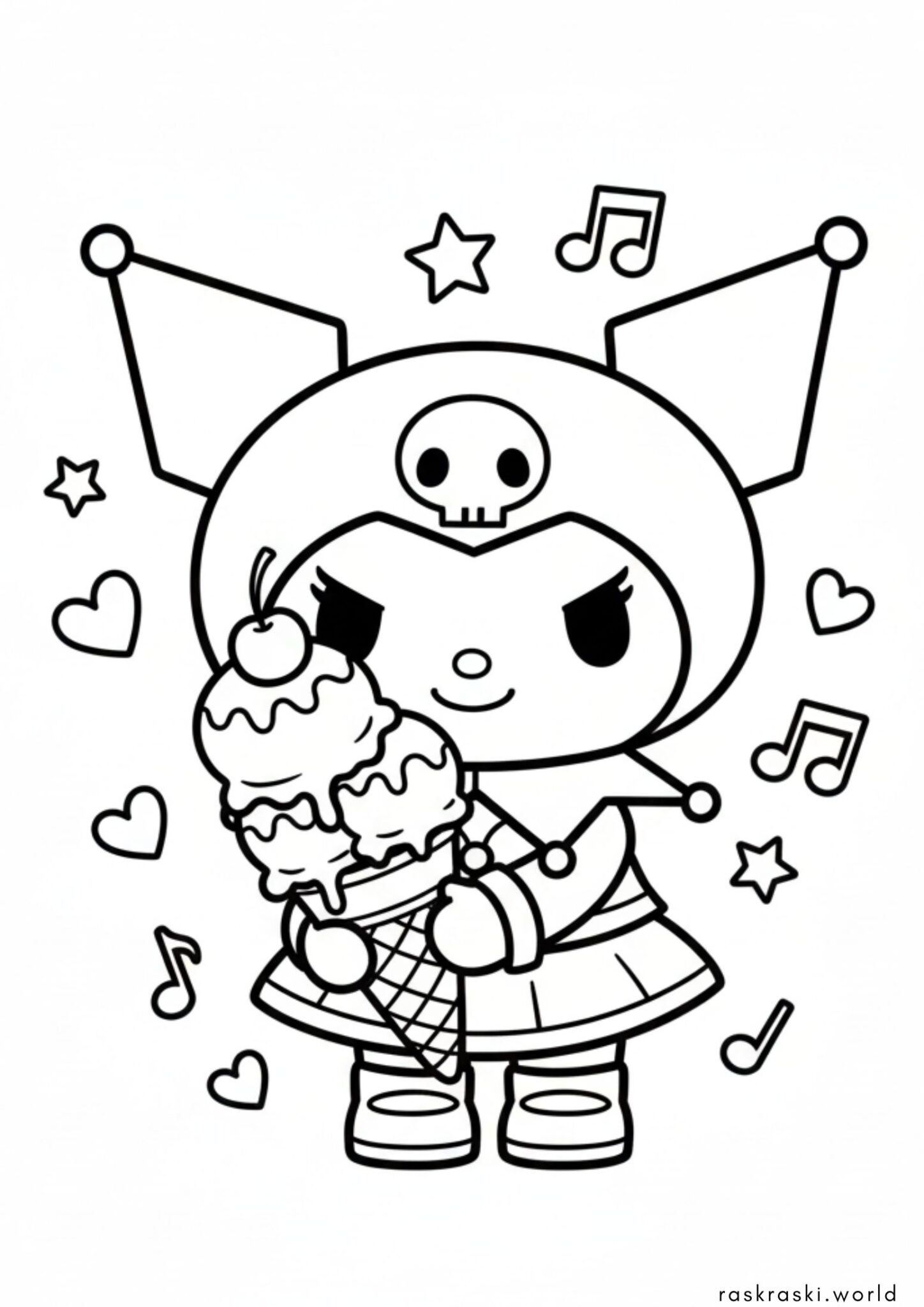 Раскраска Куроми и мороженое