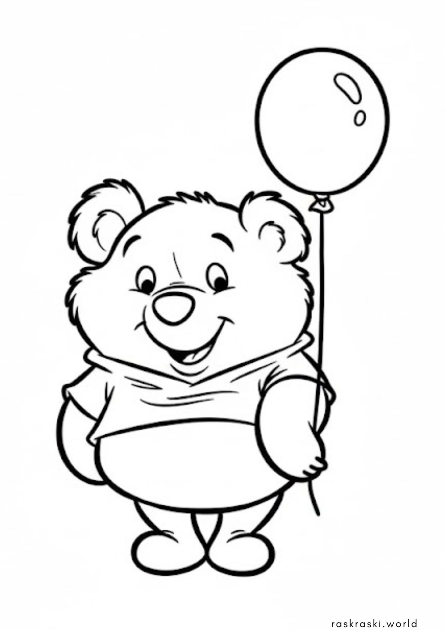 Раскраска Мишка с шариком