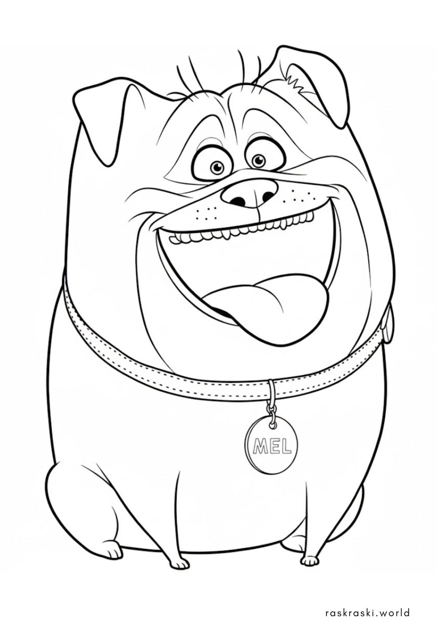 Раскраска Мопс Мэл (Тайная жизнь домашних животных) Раскраска Мопс Мэл (Тайная жизнь домашних животных)