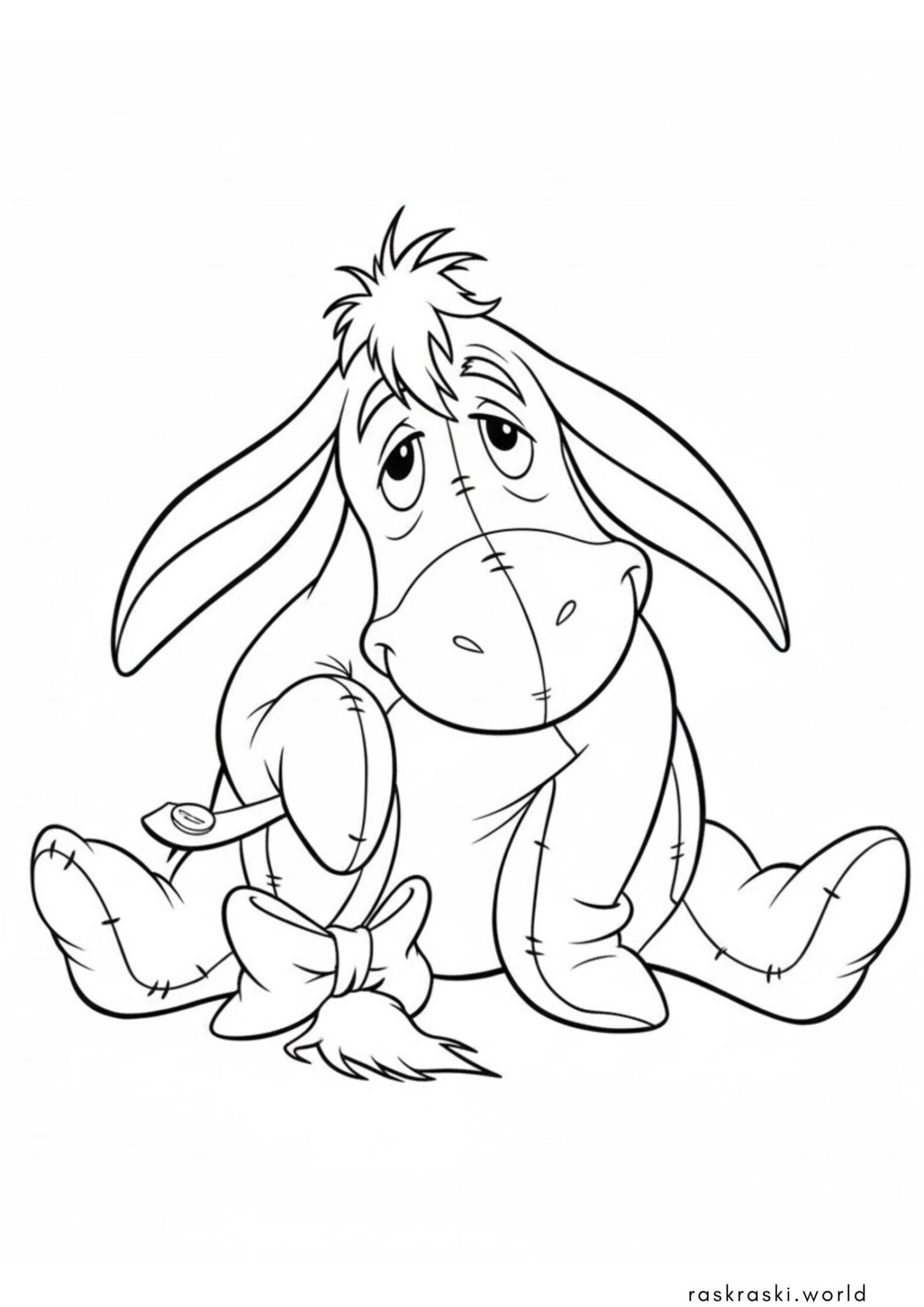 Раскраска Ослик Иа с хвостиком (Дисней)