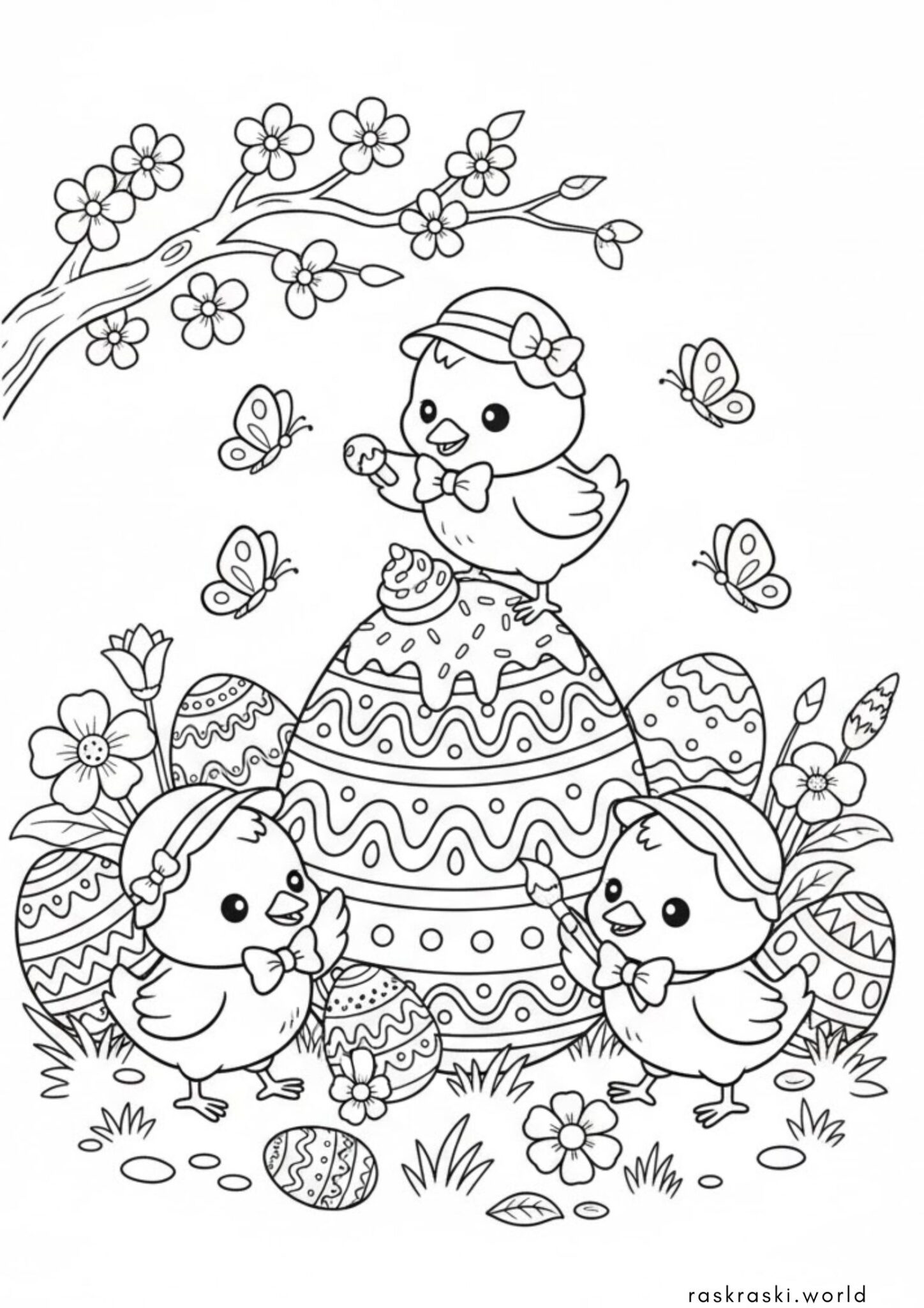 Раскраска Пасхальные птенчики
