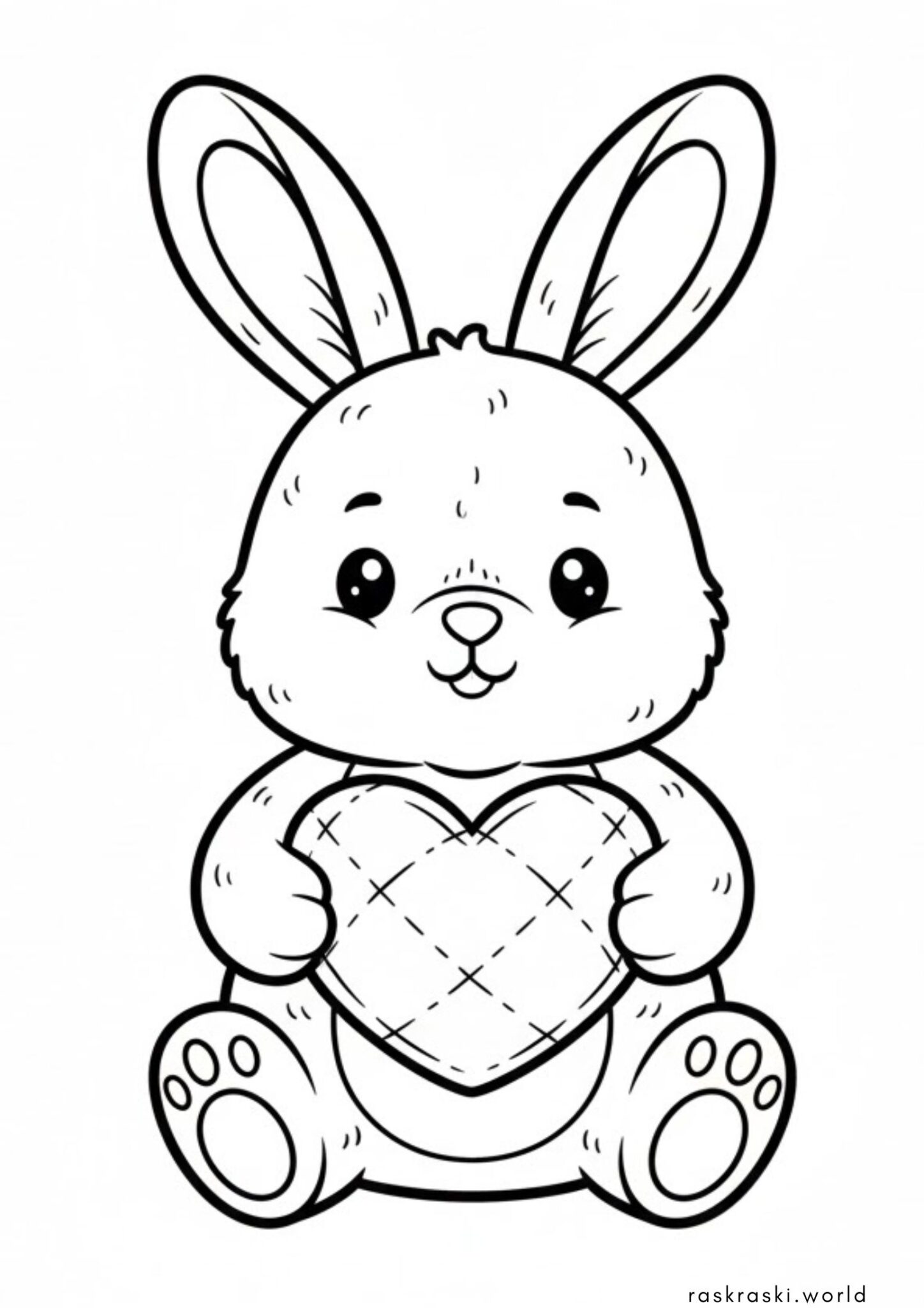 Раскраска Плюшевый зайка с сердечком