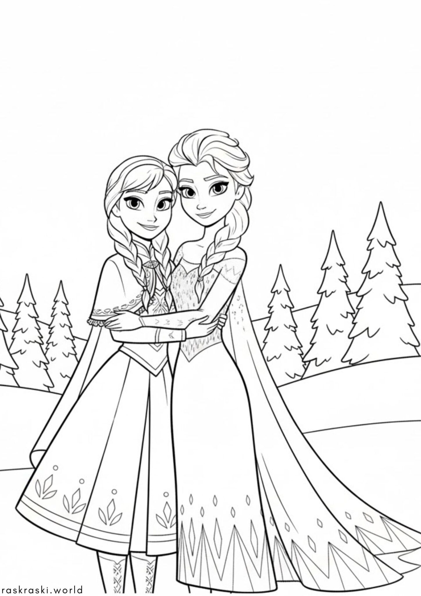 Раскраска Принцессы Эльза и Анна