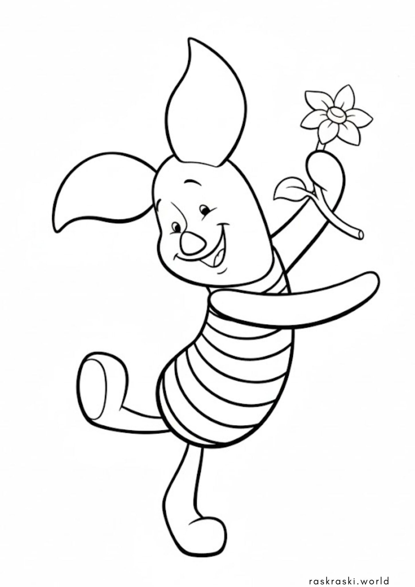 Раскраска Пятачок с цветочком (Дисней)