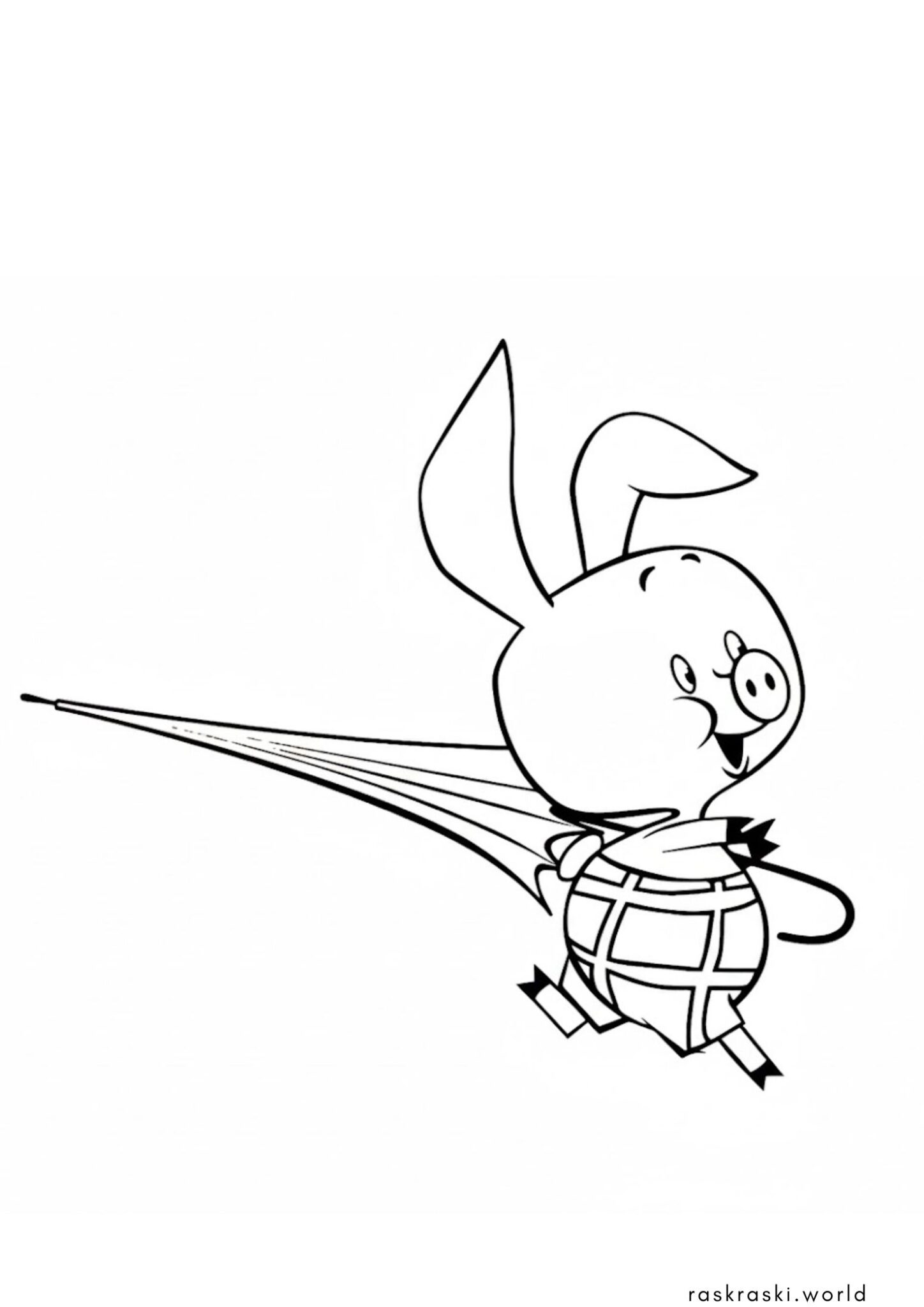 Раскраска Пятачок с зонтиком (советский Винни Пух)